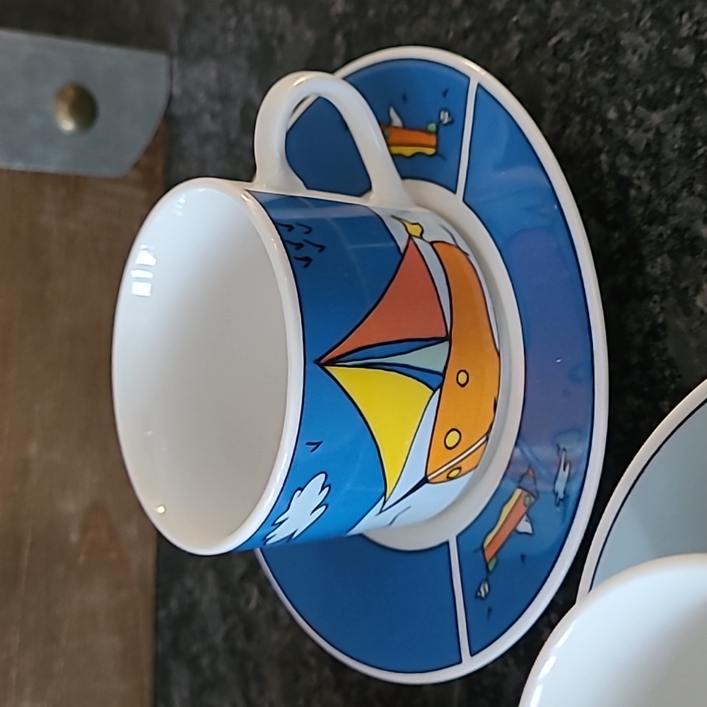 NEW - Nautical Themed Espresso Cups and Saucers - Set of 6 - Picture 7 of 14